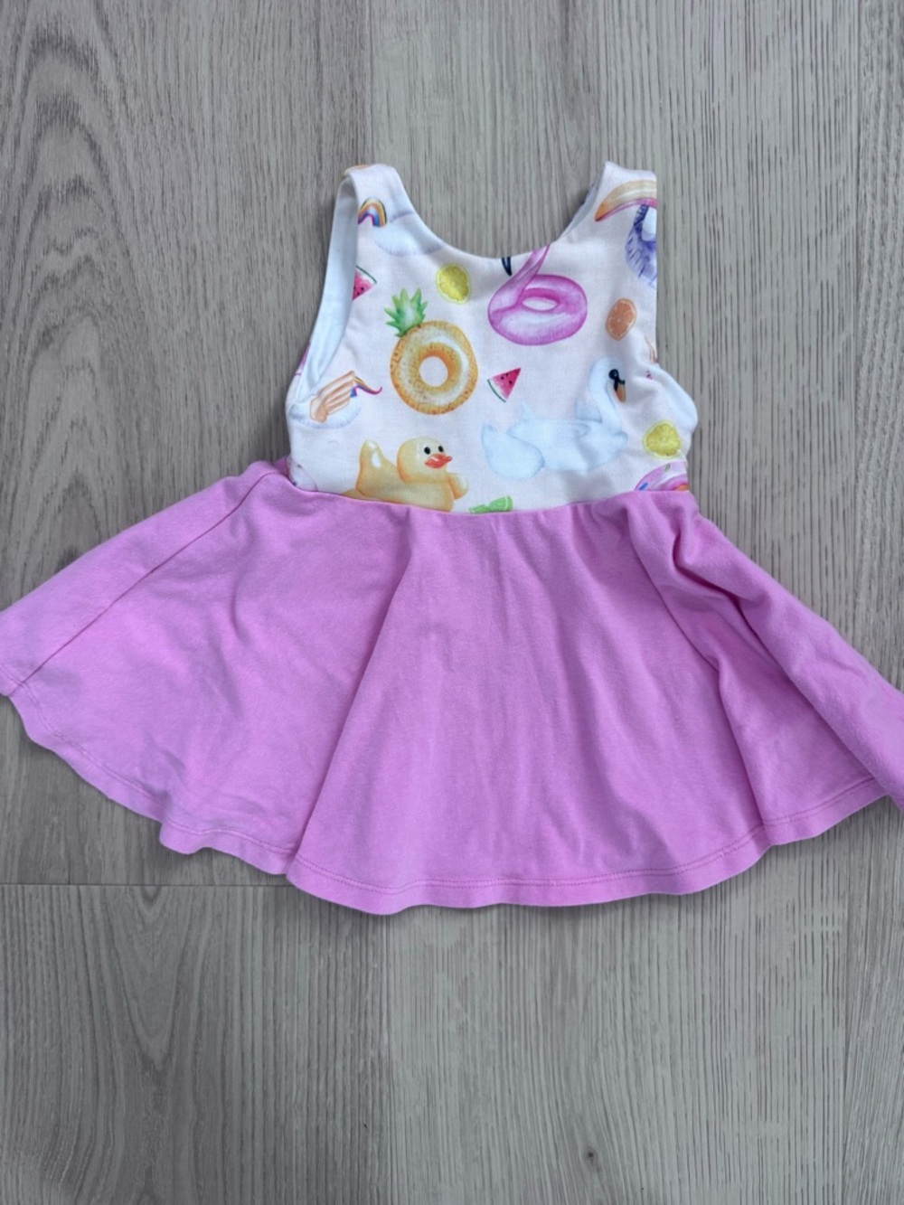 Malia & Kai Girls Pink Twirl Dress with Pool Toy Print